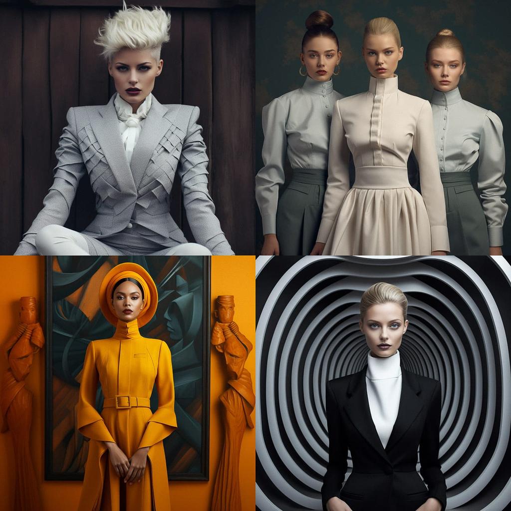 Tailored fashion style, Midjourney V5.2, render 1 of 4
