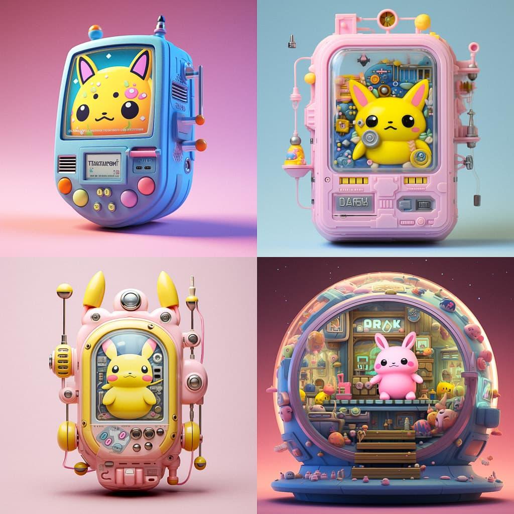 Tamagotchi style, Midjourney V5.2, render 1 of 4
