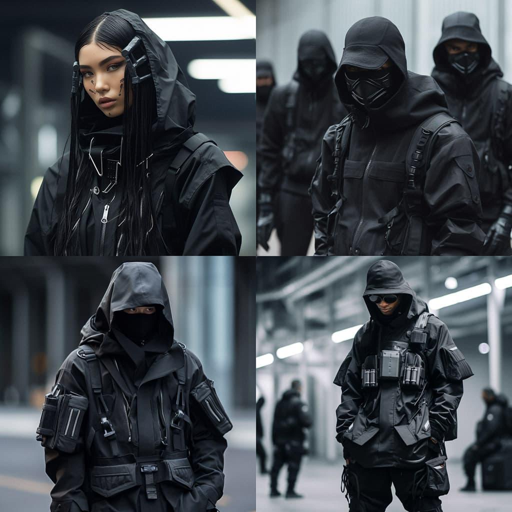 Techwear fashion style, Midjourney V5.2, render 1 of 4