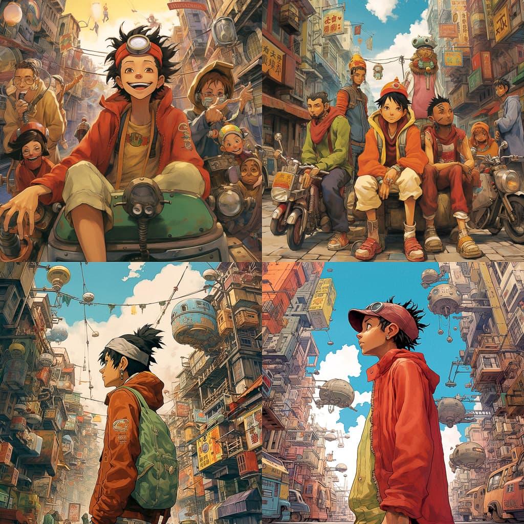 Tekkonkinkreet style, Midjourney V5.2, render 1 of 4
