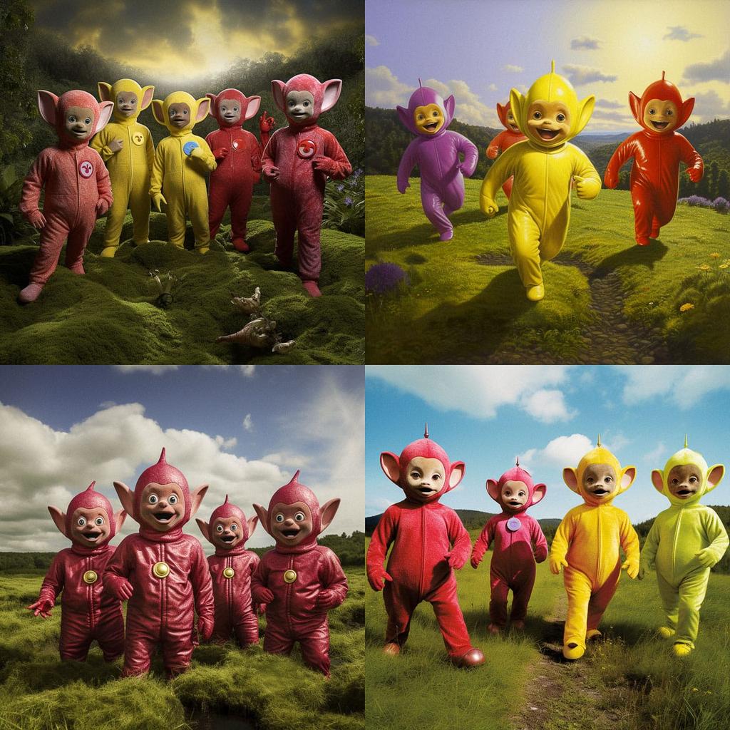 Teletubbies style, Midjourney V5.2, render 1 of 4
