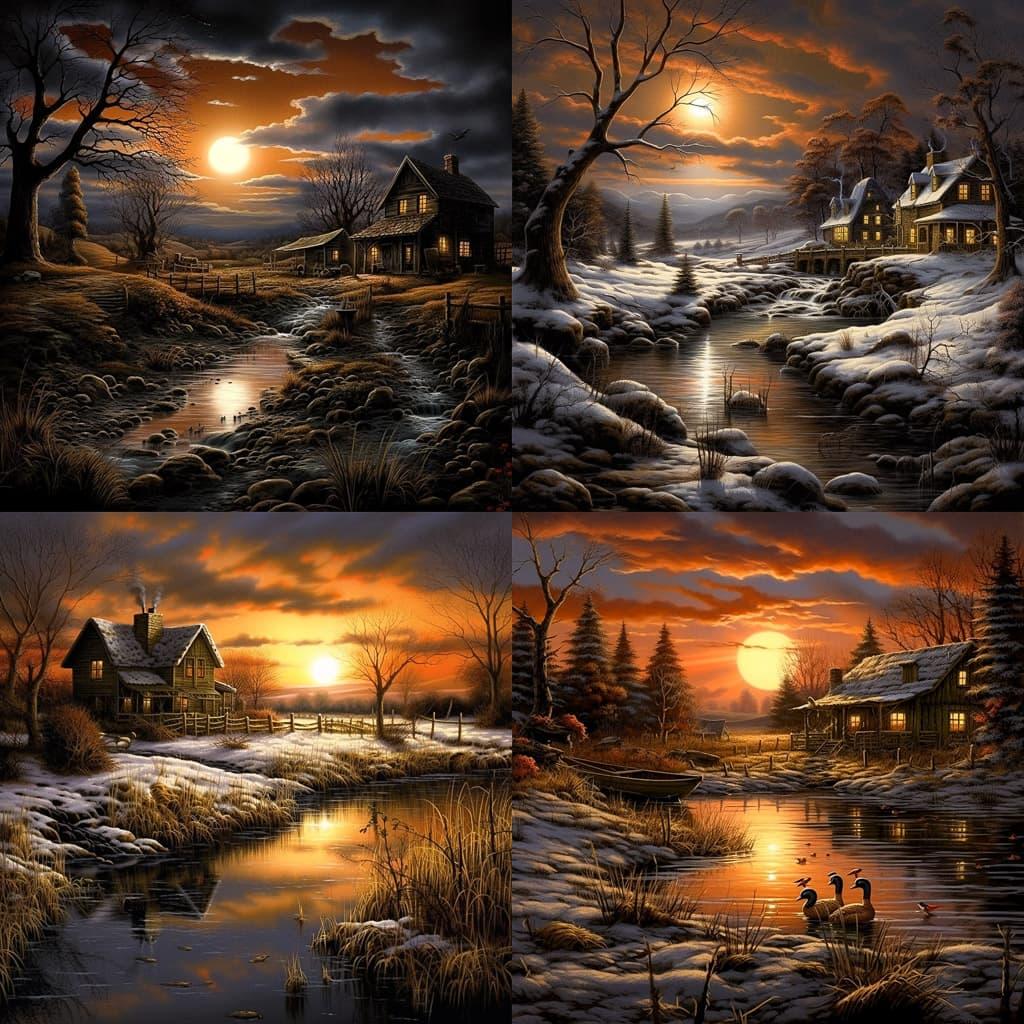 Terry Redlin style, Midjourney V5.2, render 1 of 4