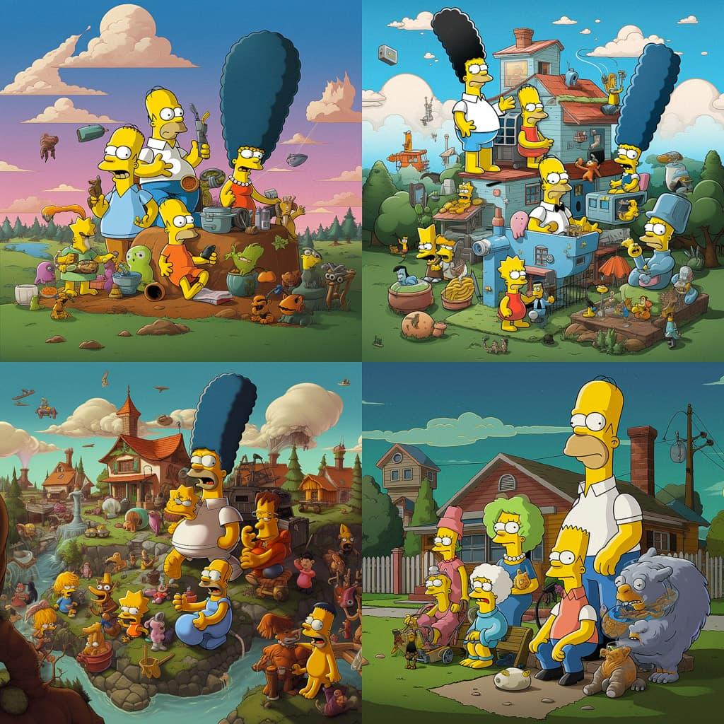The Simpsons style, Midjourney V5.2, render 1 of 4