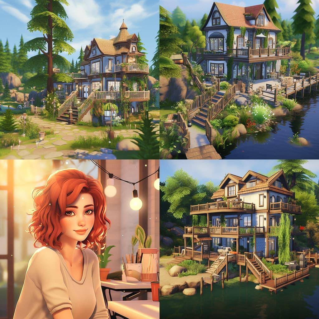 The Sims style, Midjourney V5.2, render 1 of 4