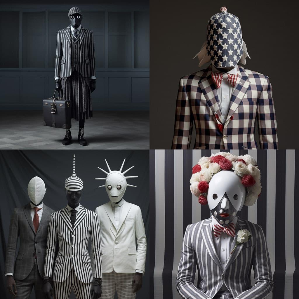 Thom Browne style, Midjourney V5.2, render 1 of 4