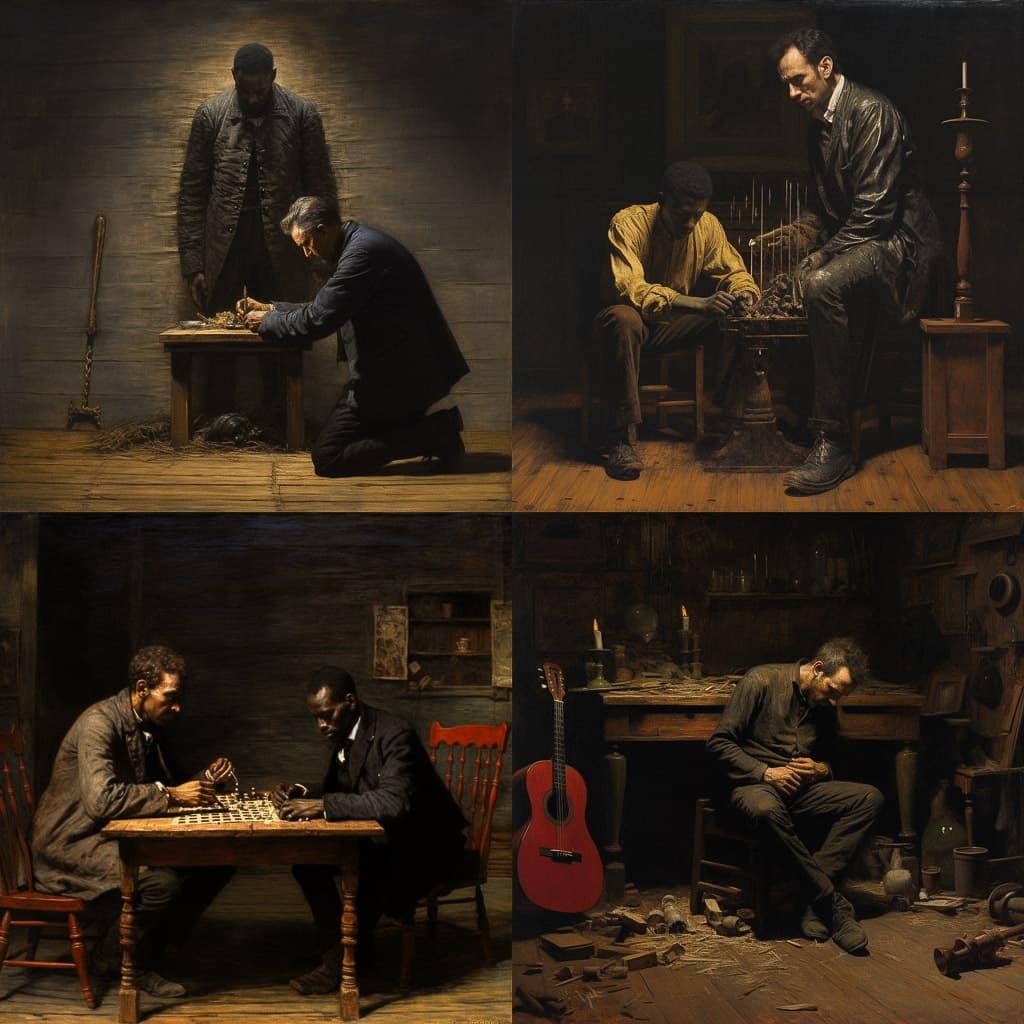 Thomas Eakins style, Midjourney V5.2, render 1 of 4