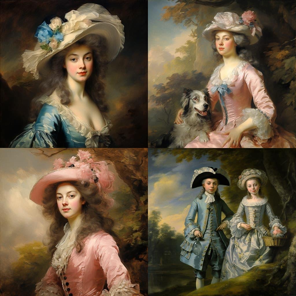 Thomas Gainsborough style, Midjourney V5.2, render 1 of 4