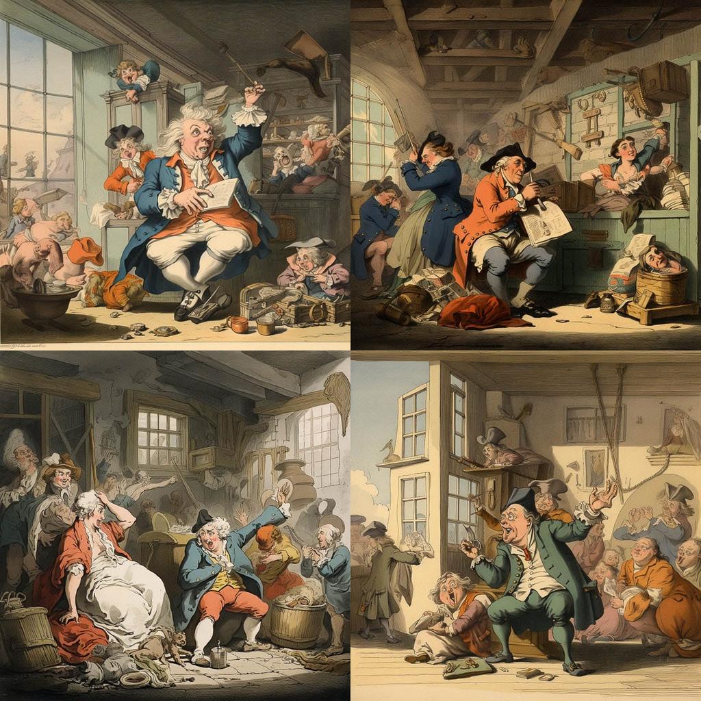 Thomas Rowlandson style, Midjourney V5.2, render 1 of 4