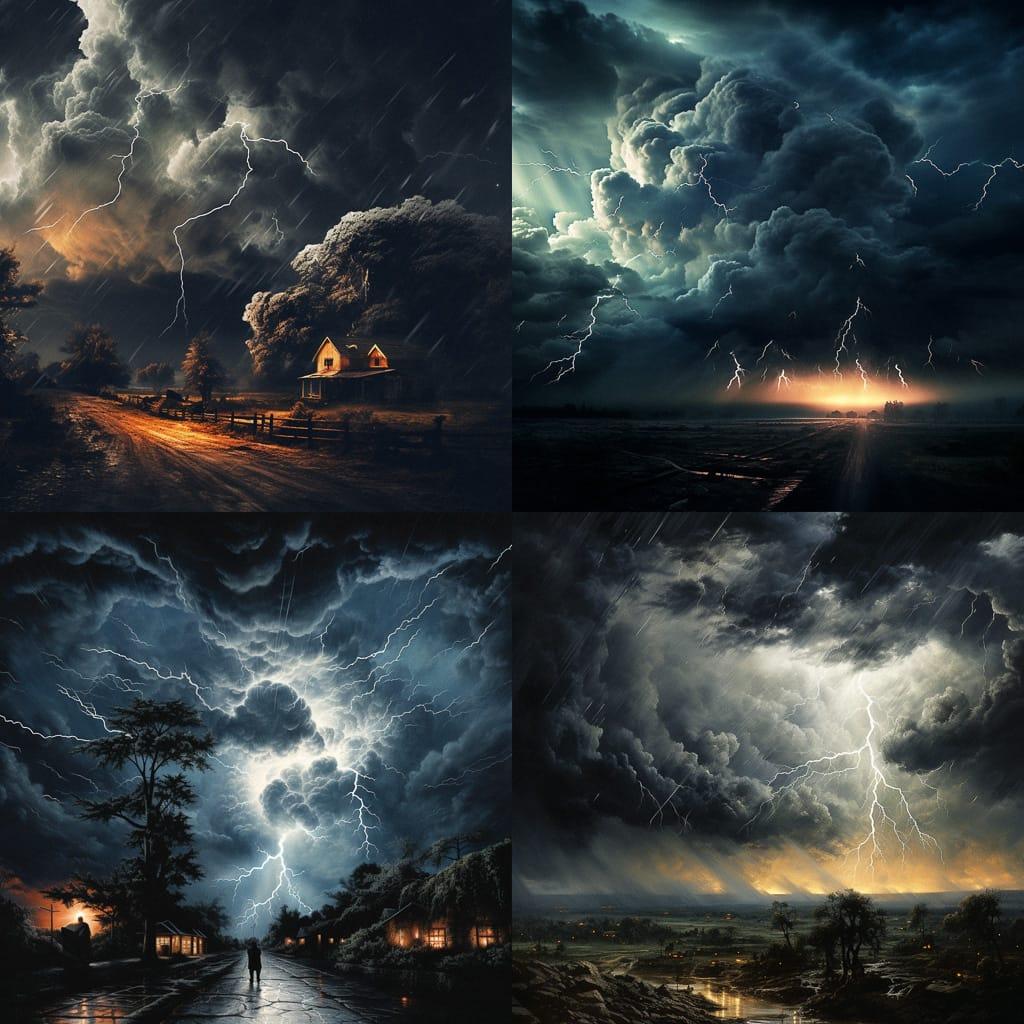 Thunderstorm style, Midjourney V5.2, render 1 of 4