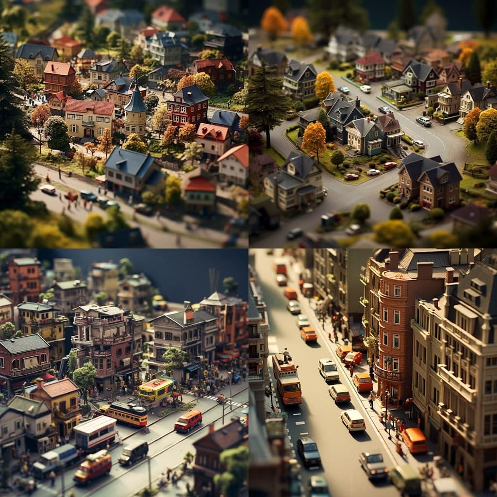 Tilt-Shift style, Midjourney V5.2, render 1 of 4