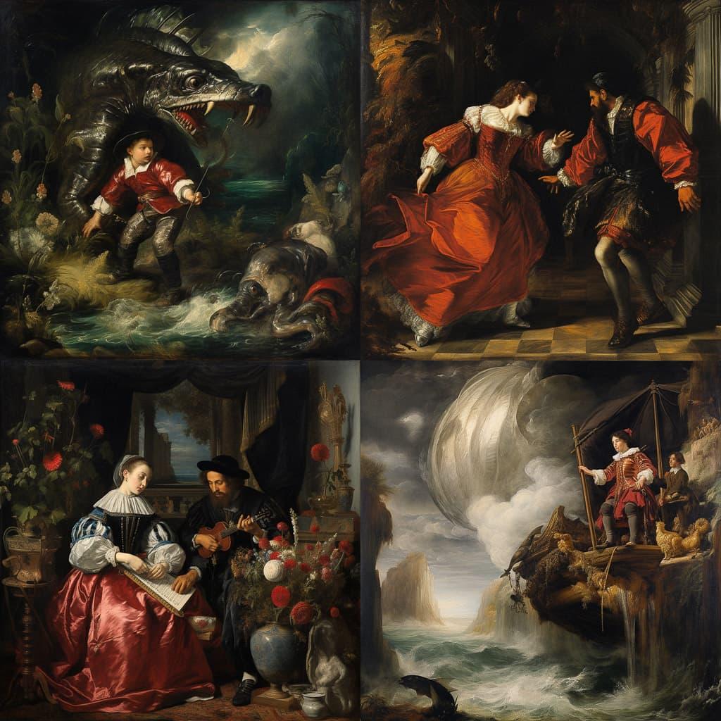 Titian style, Midjourney V5.2, render 1 of 4