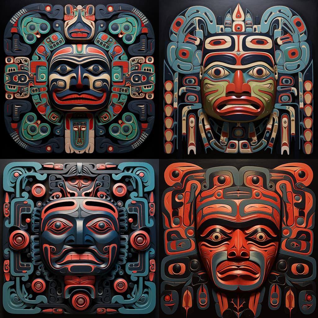 Tlingit art style, Midjourney V5.2, render 1 of 4