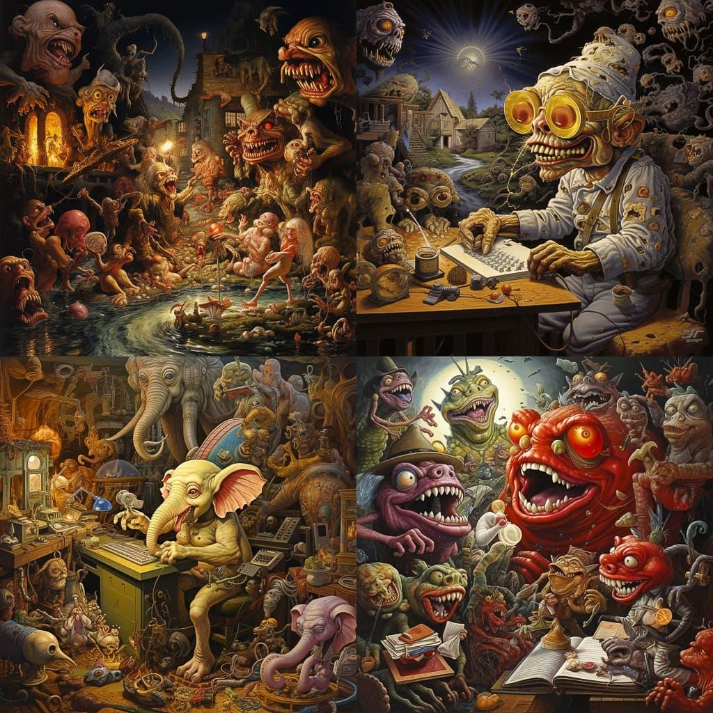 Todd Schorr style, Midjourney V5.2, render 1 of 4