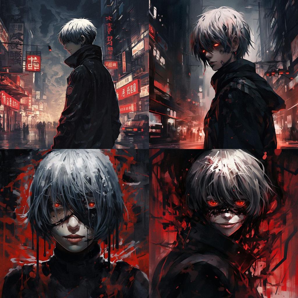 Tokyo Ghoul style, Midjourney V5.2, render 1 of 4