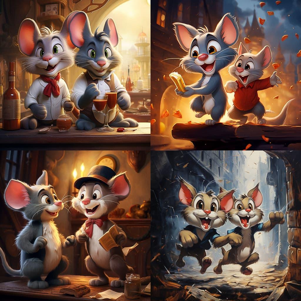 Tom and Jerry style, Midjourney V5.2, render 1 of 4