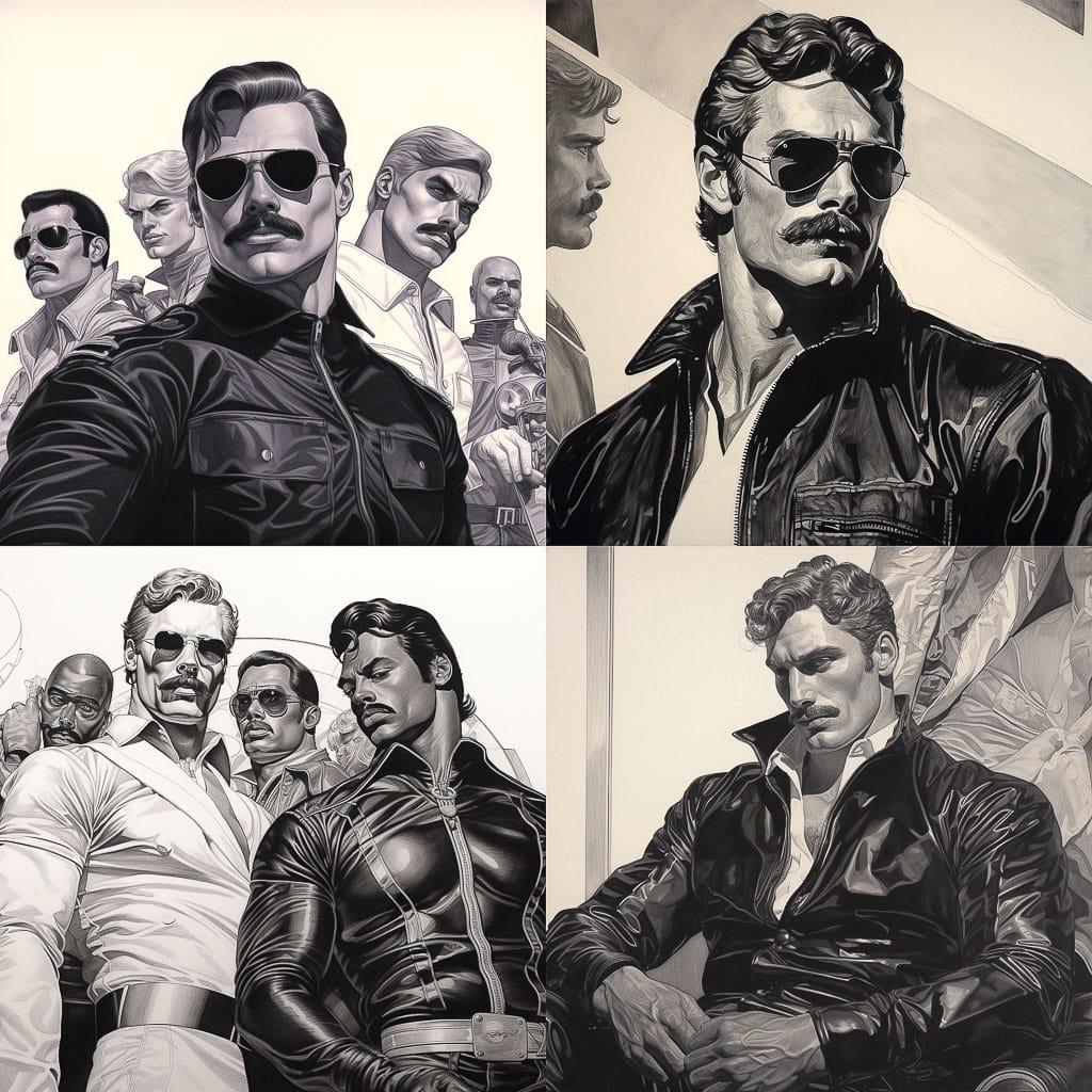 Tom of Finland style, Midjourney V5.2, render 1 of 4