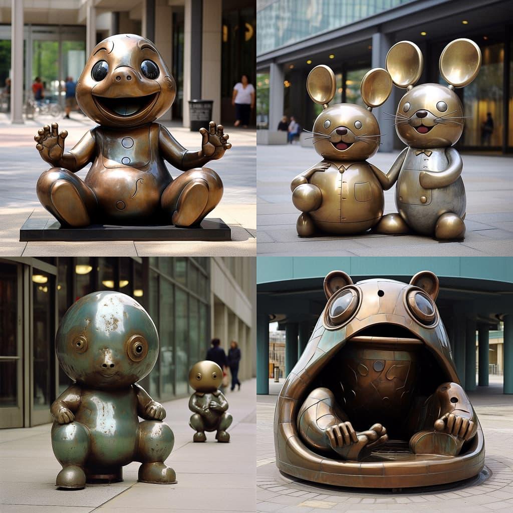 Tom Otterness style, Midjourney V5.2, render 1 of 4