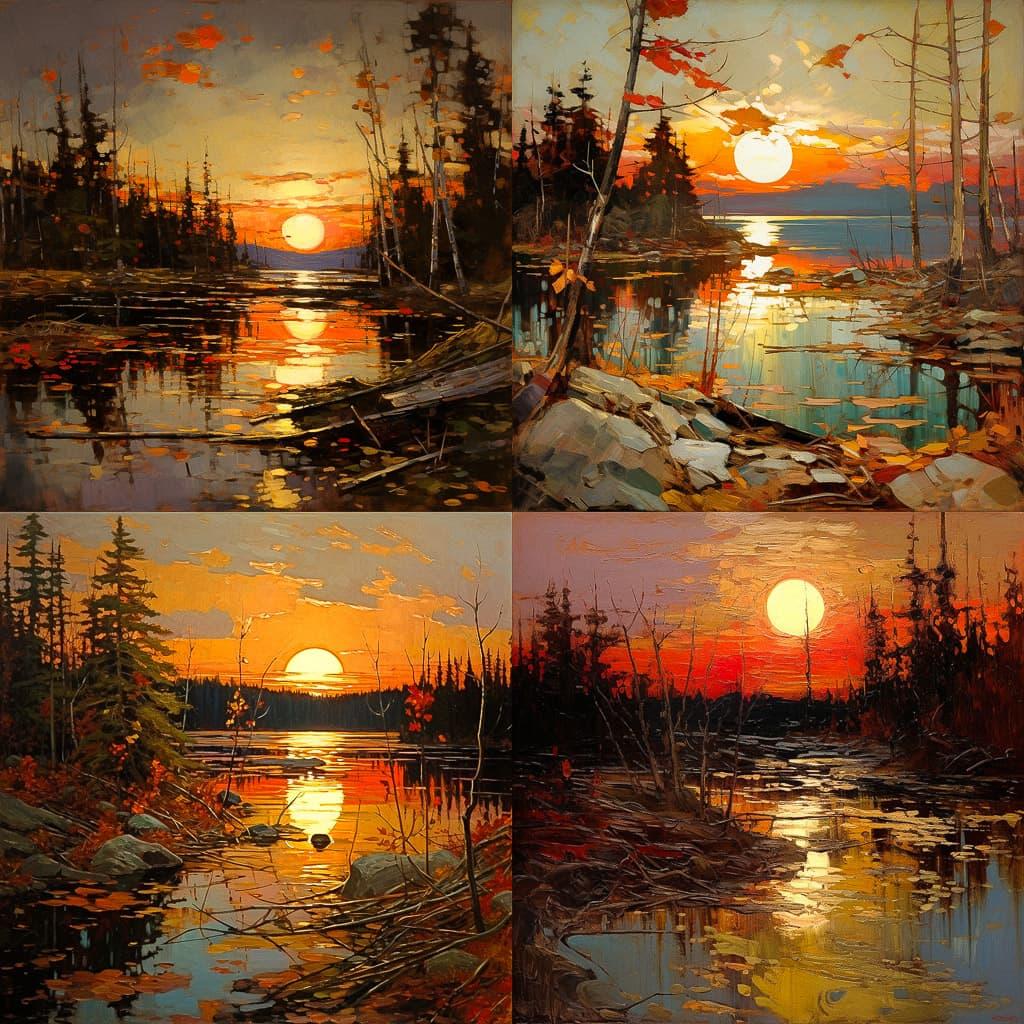Tom Thomson style, Midjourney V5.2, render 1 of 4