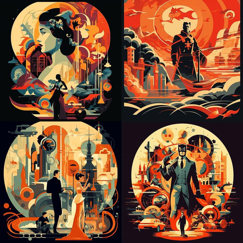 Tom Whalen style, Midjourney V5.2, render 1 of 4