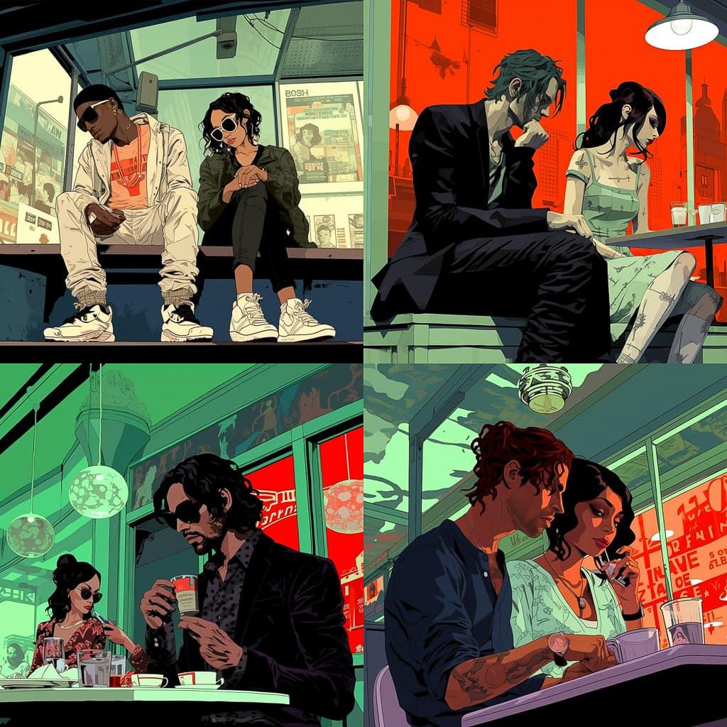 Tomer Hanuka style, Midjourney V5.2, render 1 of 4