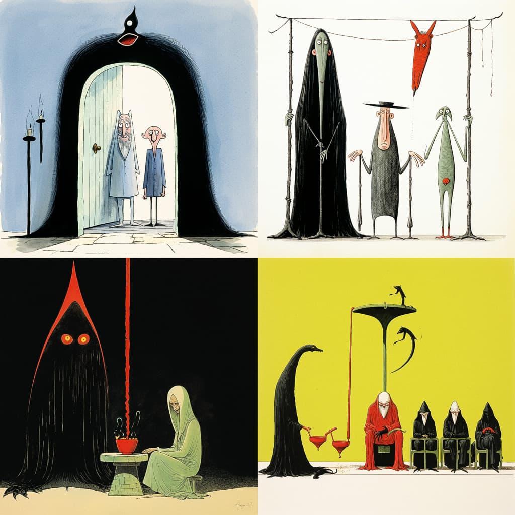 Tomi Ungerer style, Midjourney V5.2, render 1 of 4