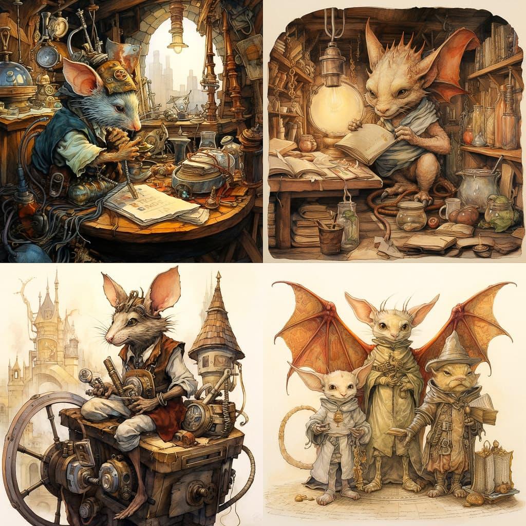Tony DiTerlizzi style, Midjourney V5.2, render 1 of 4