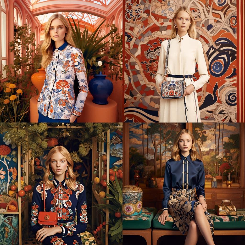 Tory Burch style, Midjourney V5.2, render 1 of 4