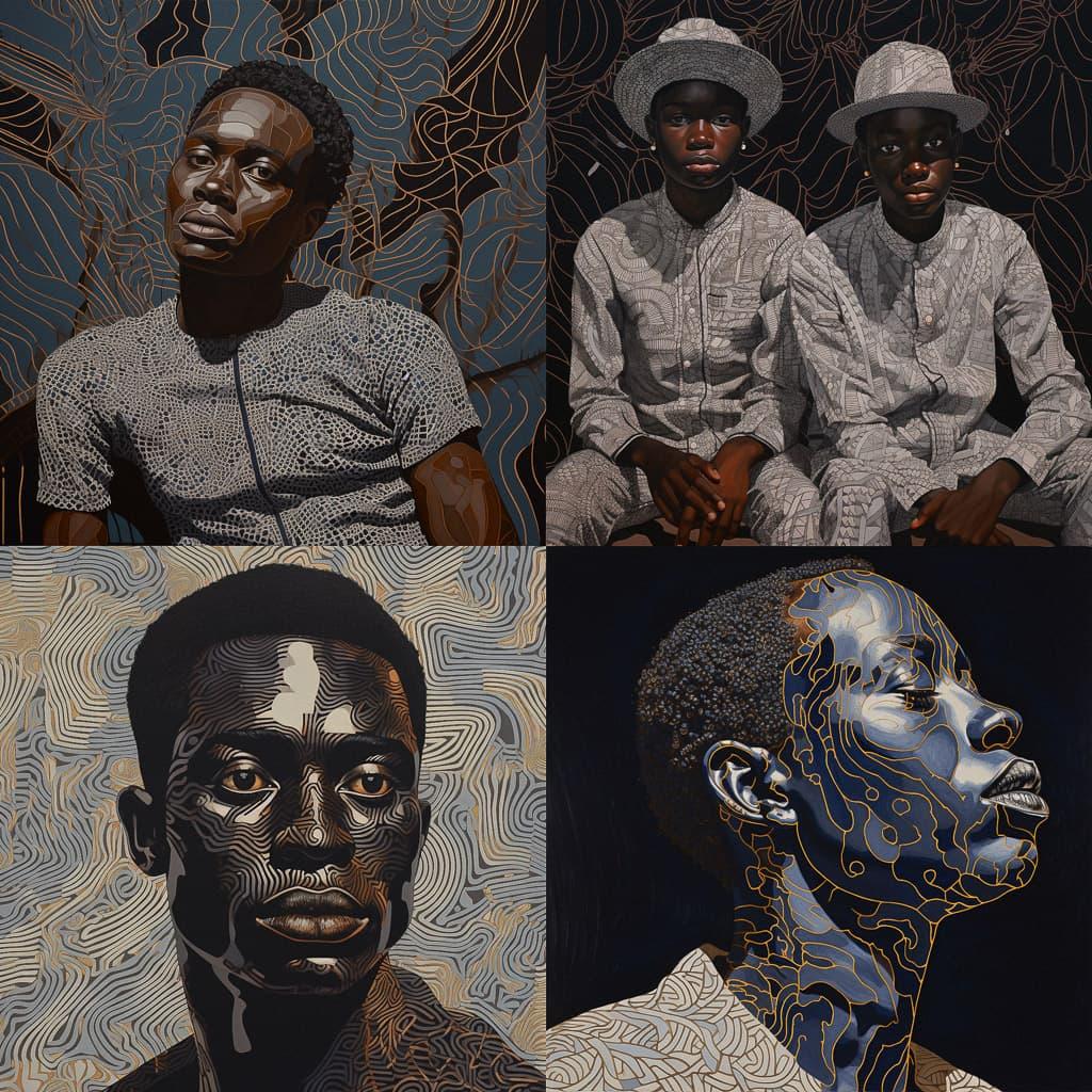 Toyin Ojih Odutola style, Midjourney V5.2, render 1 of 4