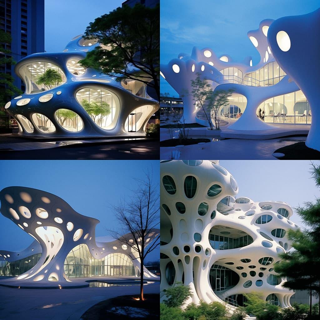 Toyo Ito style, Midjourney V5.2, render 1 of 4