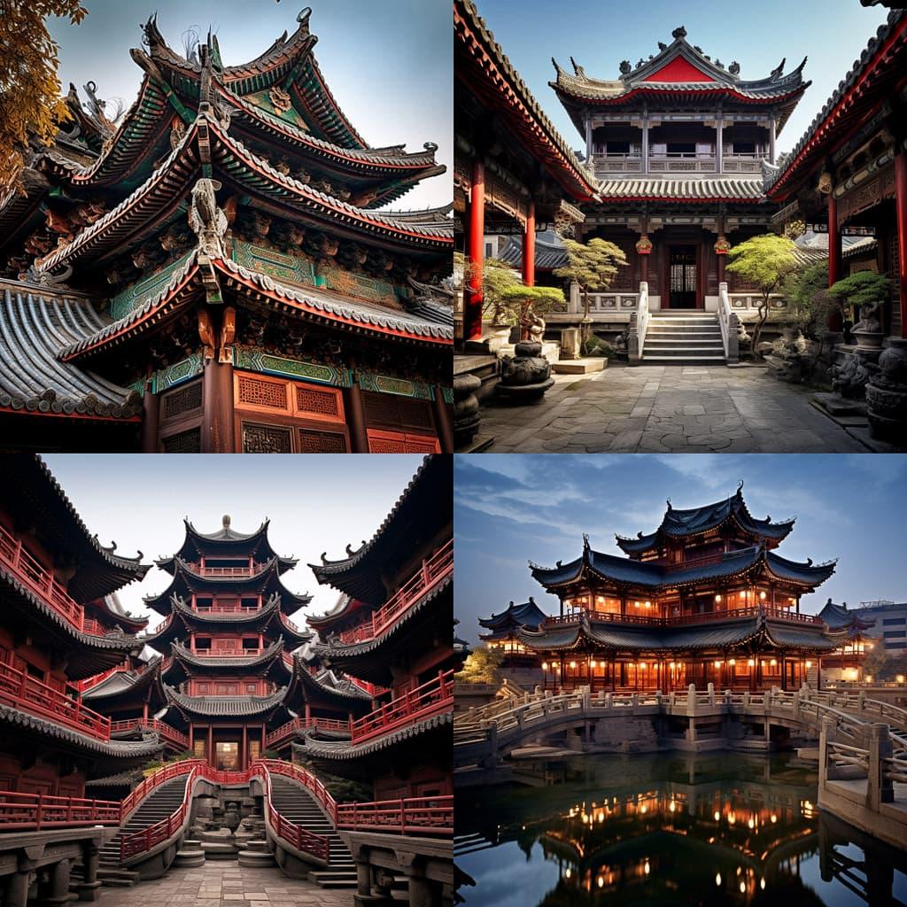 Traditional Chinese architecture style, Midjourney V5.2, render 1 of 4