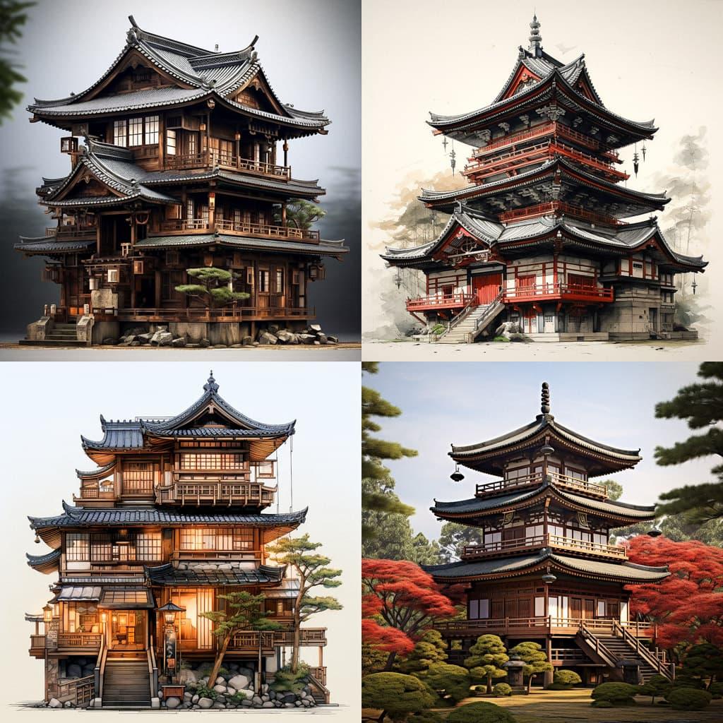 Traditional Japanese architecture style, Midjourney V5.2, render 1 of 4