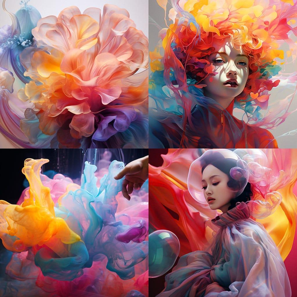 Translucent colors style, Midjourney V5.2, render 1 of 4