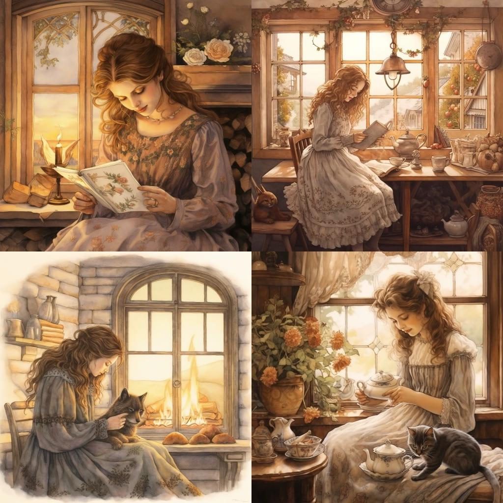 Trisha Romance style, Midjourney V5.2, render 1 of 4
