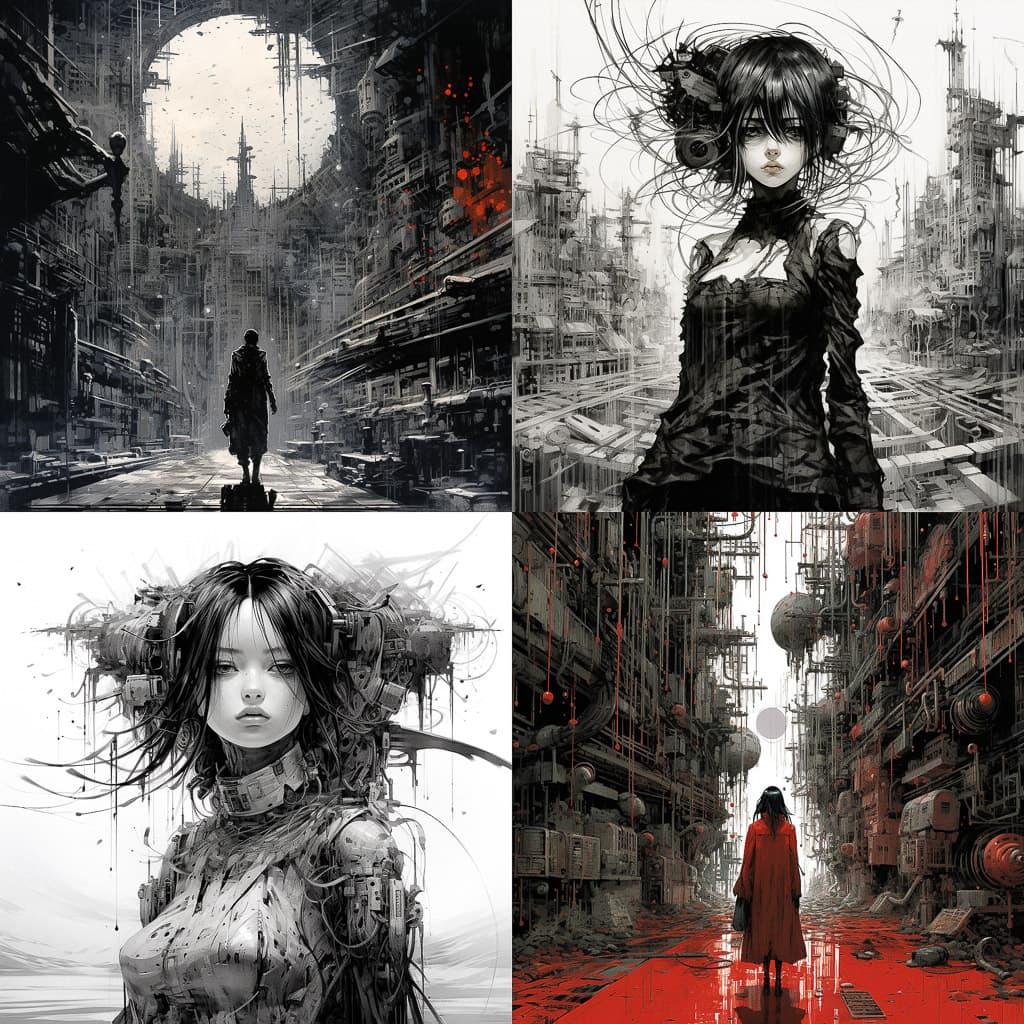 Tsutomu Nihei style, Midjourney V5.2, render 1 of 4