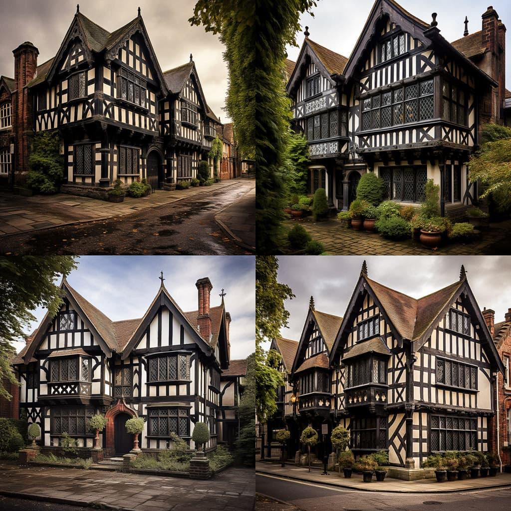 Tudor architecture style, Midjourney V5.2, render 1 of 4