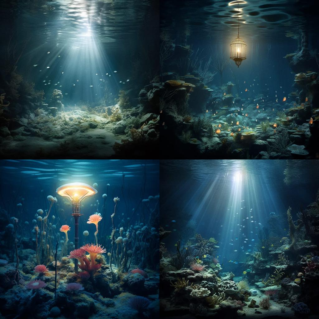 Underwater lighting style, Midjourney V5.2, render 1 of 4