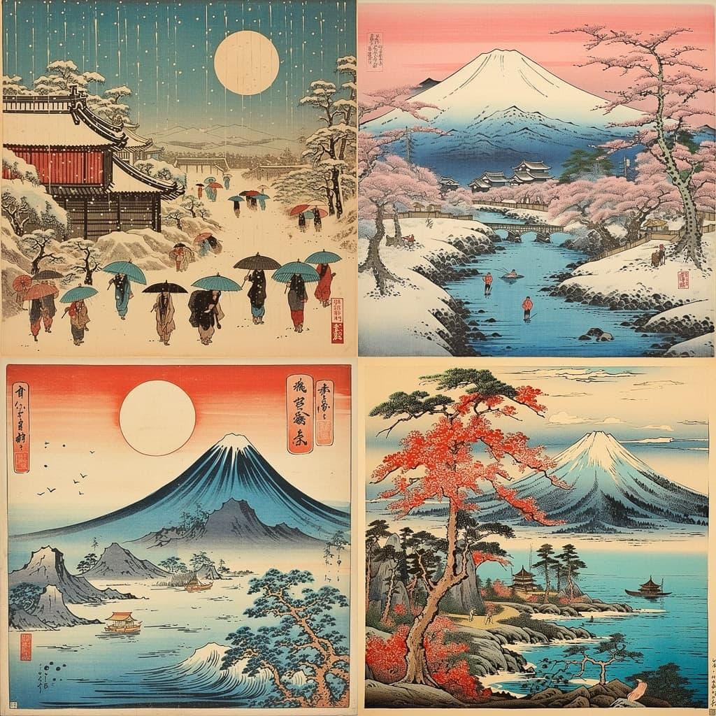 Utagawa Hiroshige style, Midjourney V5.2, render 1 of 4