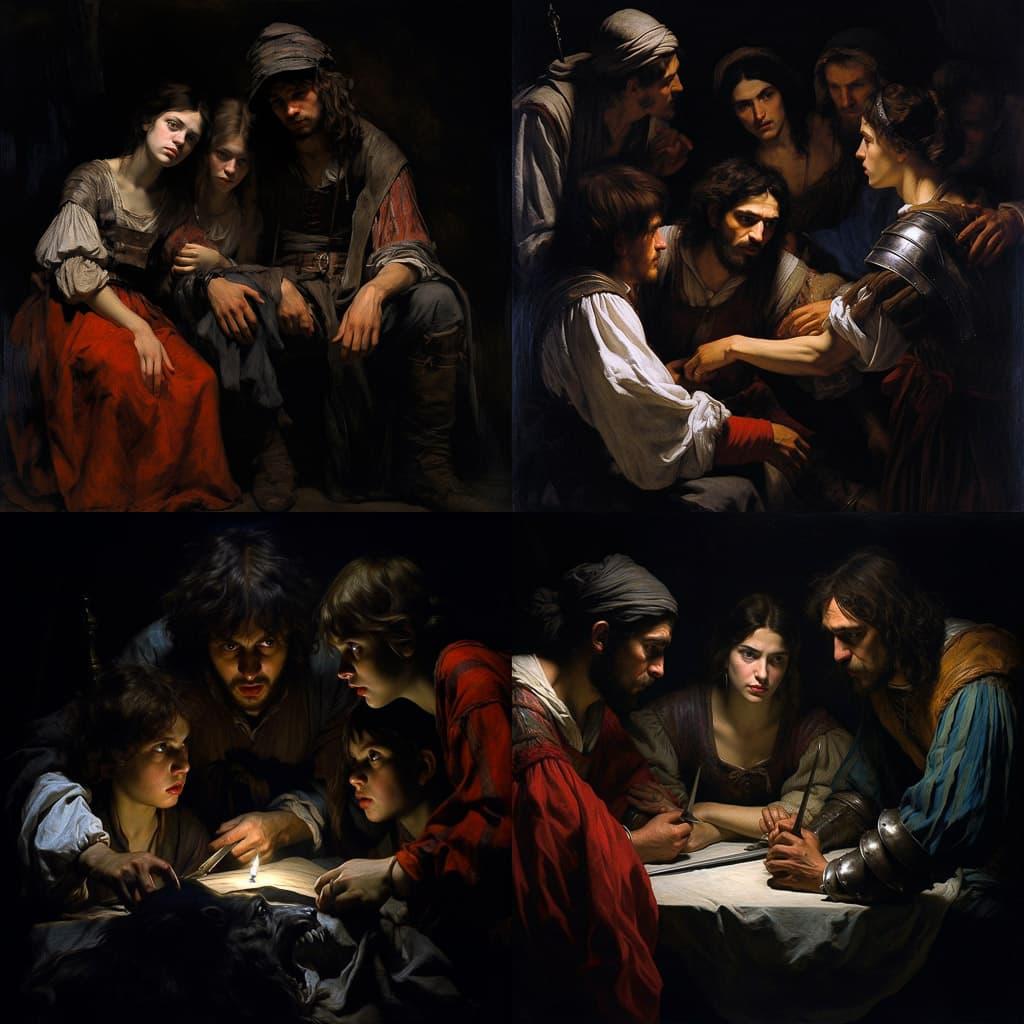 Valentin de Boulogne style, Midjourney V5.2, render 1 of 4
