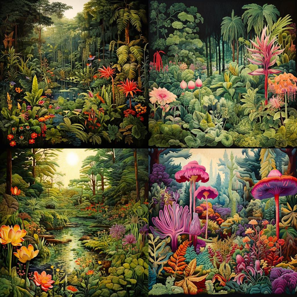Verdure tapestry style, Midjourney V5.2, render 1 of 4