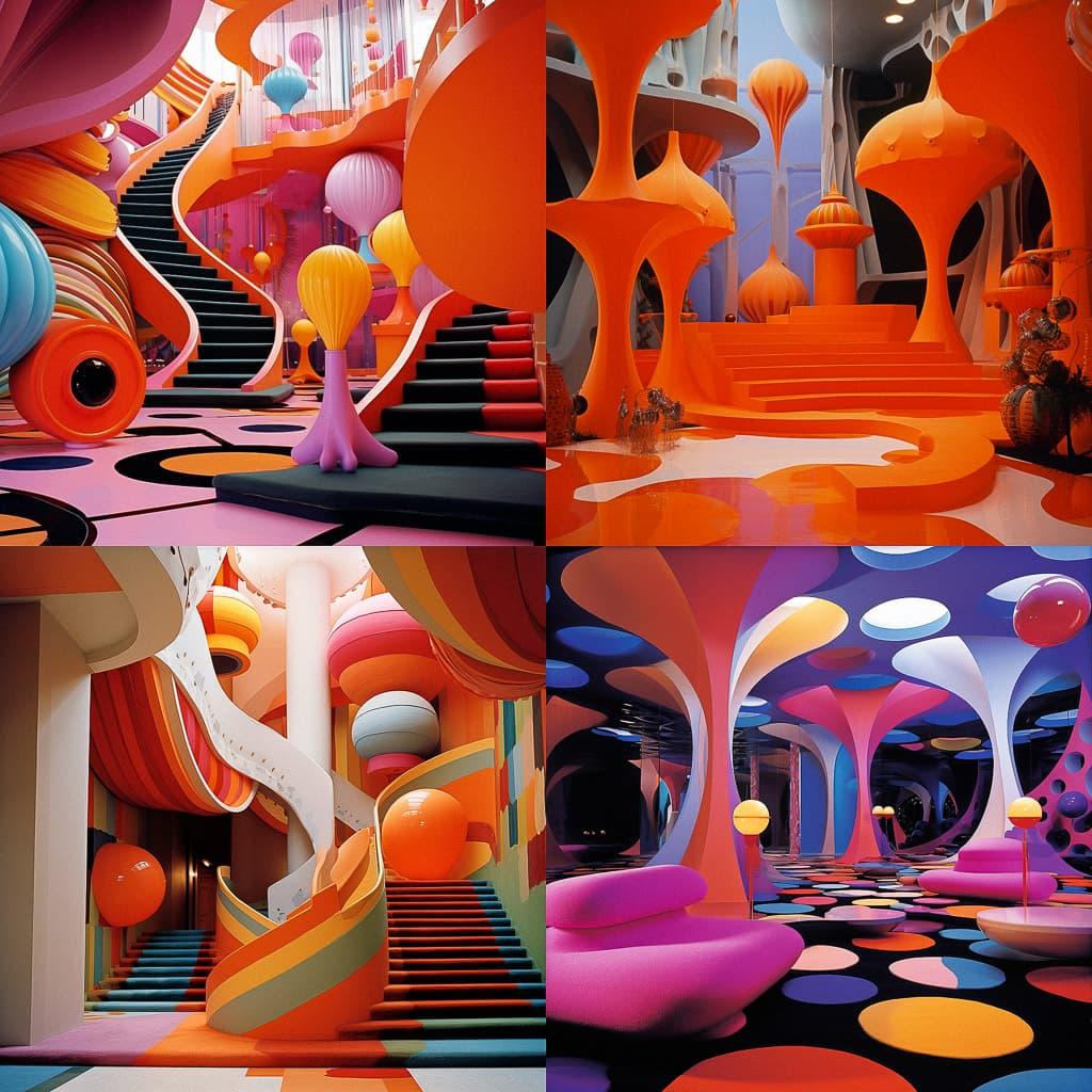 Verner Panton style, Midjourney V5.2, render 1 of 4