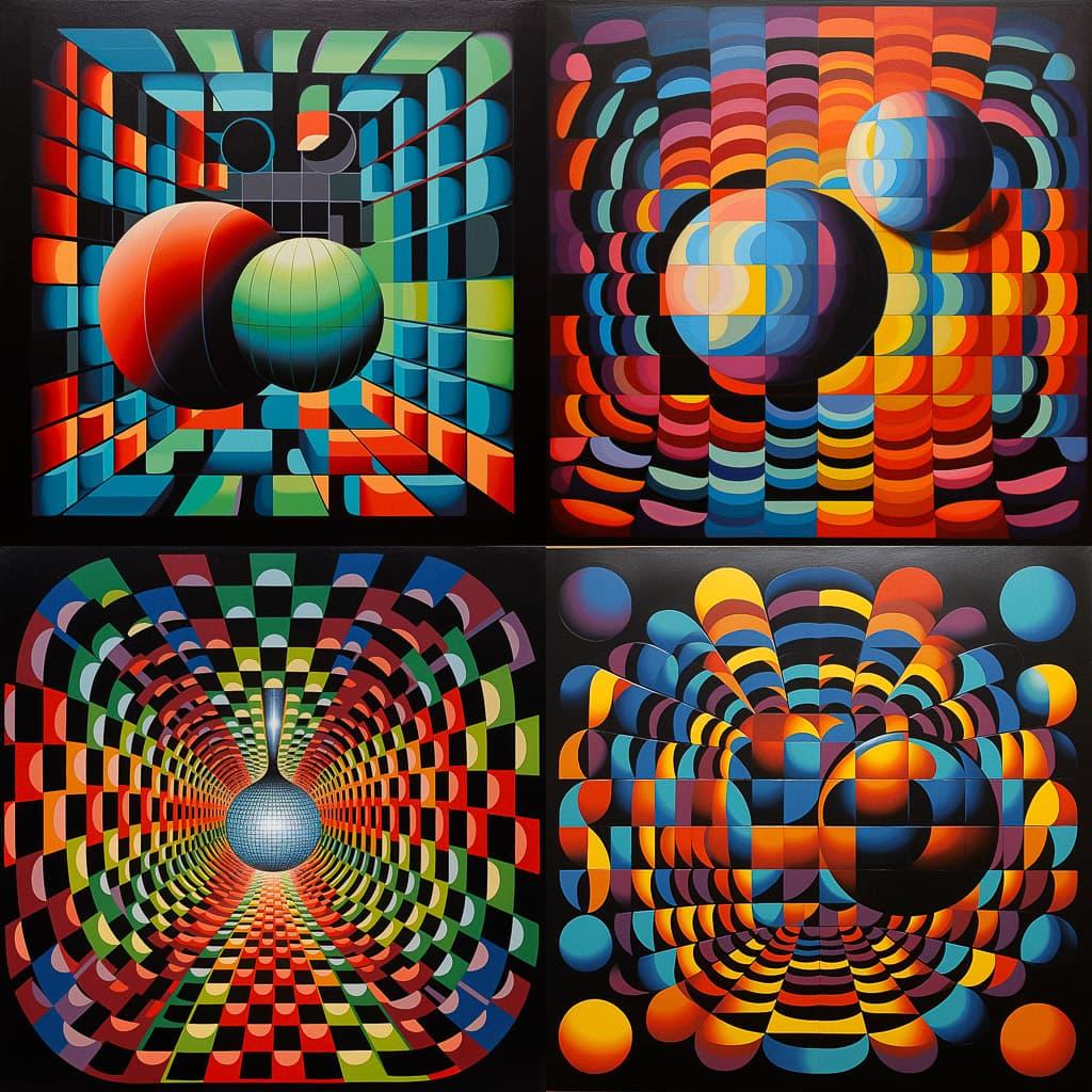 Victor Vasarely style, Midjourney V5.2, render 1 of 4