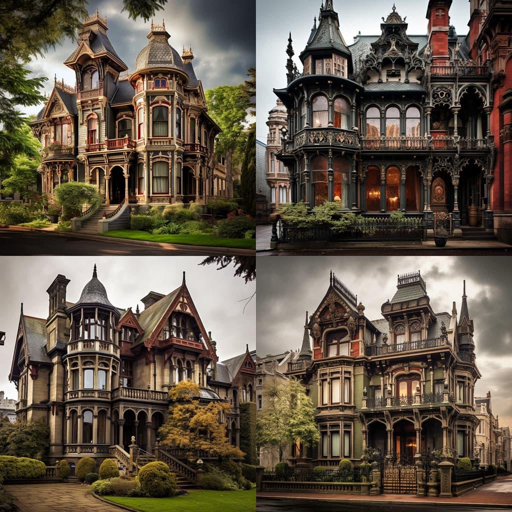 Victorian architecture style, Midjourney V5.2, render 1 of 4