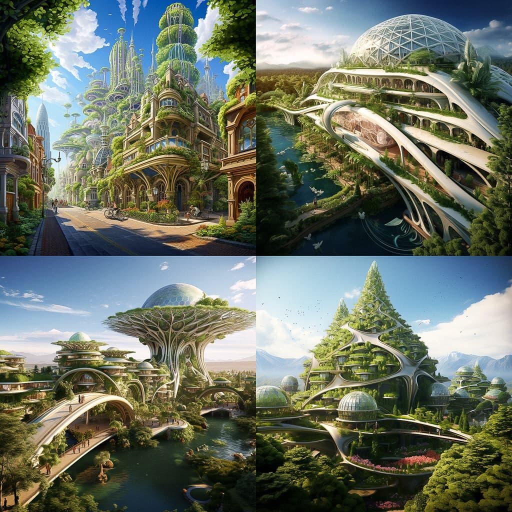 Vincent Callebaut style, Midjourney V5.2, render 1 of 4