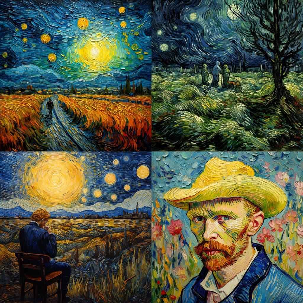 Vincent van Gogh style, Midjourney V5.2, render 1 of 4