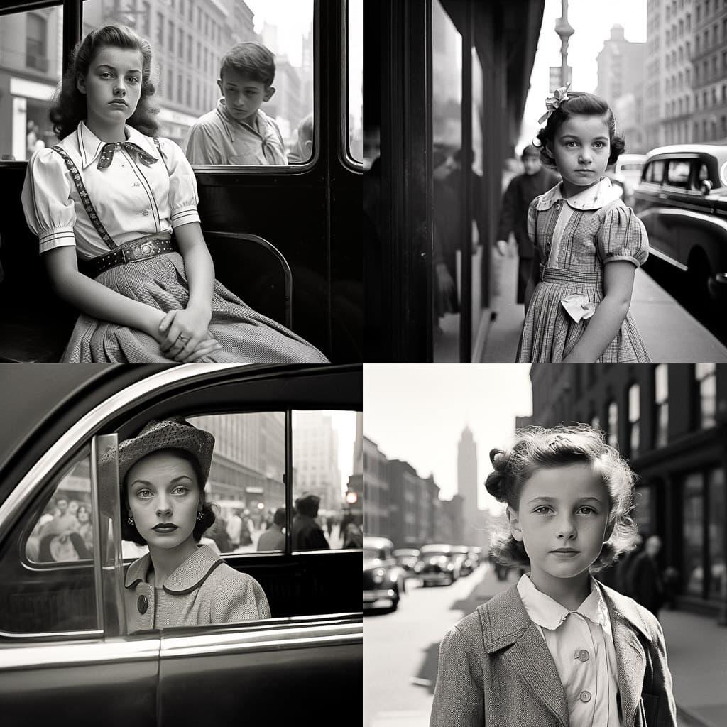 Vivian Maier style, Midjourney V5.2, render 1 of 4