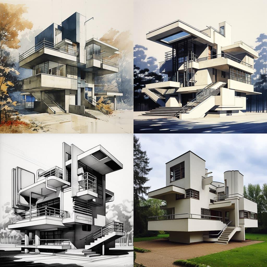 Walter Gropius style, Midjourney V5.2, render 1 of 4
