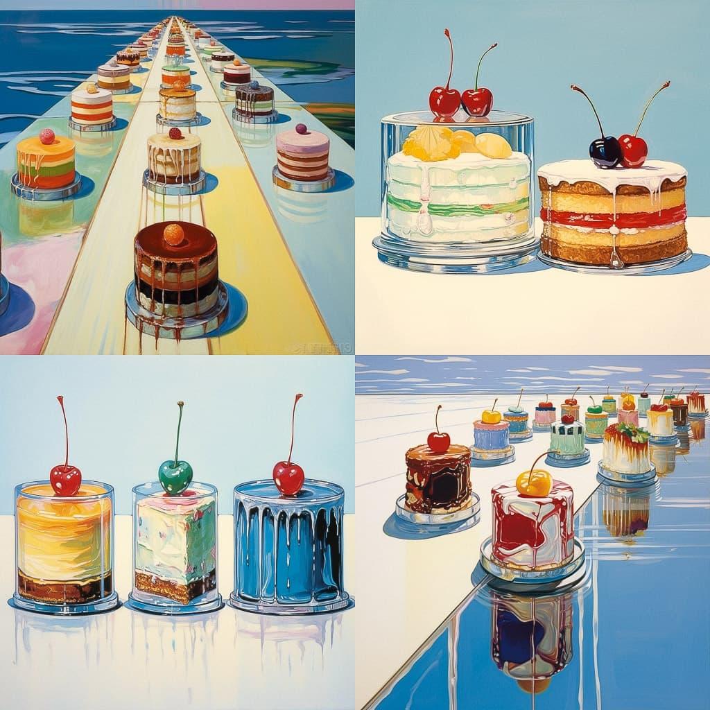 Wayne Thiebaud style, Midjourney V5.2, render 1 of 4