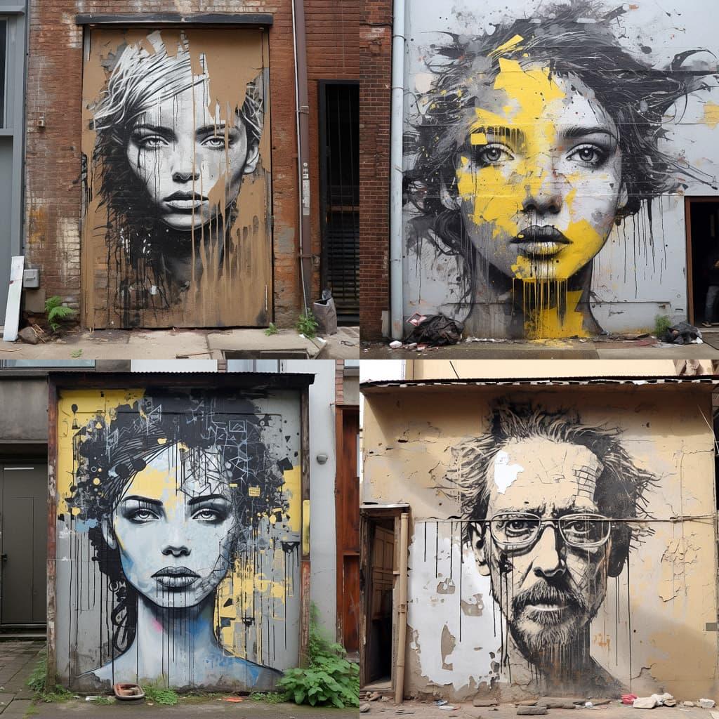 Wheatpaste style, Midjourney V5.2, render 1 of 4