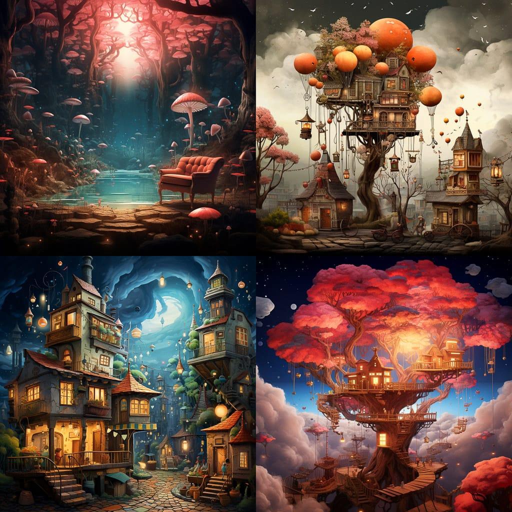 Whimsical atmosphere style, Midjourney V5.2, render 1 of 4