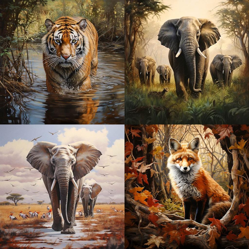 Wildlife Art style, Midjourney V5.2, render 1 of 4